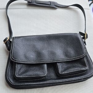 LOFT Black Textured Shoulder Bag